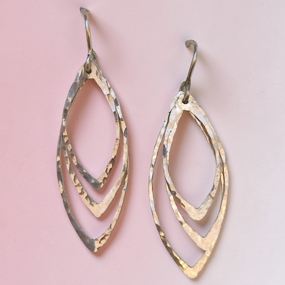 Sterling Jewelry - Hammered Sterling Silver Layered Earrings